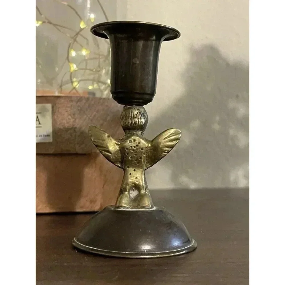 Vintage Brass Angel Praying Christmas Decorating Candle‎ Stick Holder